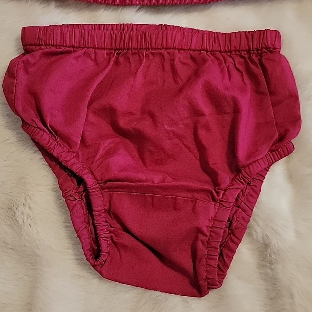 GAP 2-PIECE RED CORDUROY JUMPER DRESS WITH BLOOMERS, SIZE 6-12 MONTHS - Picture 10 of 11